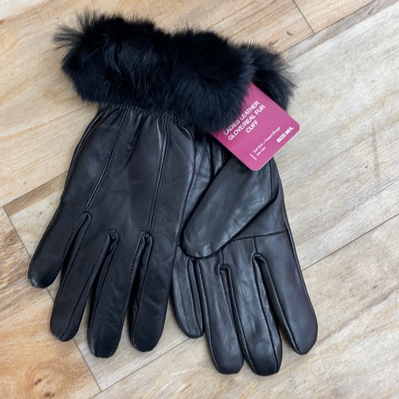 Real Fur Leather Gloves - Picture 2 of 2